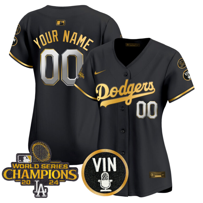 Women Los Angeles Dodgers Custom Gold Vapor Premier Limited black MLB Nike Jersey 2025